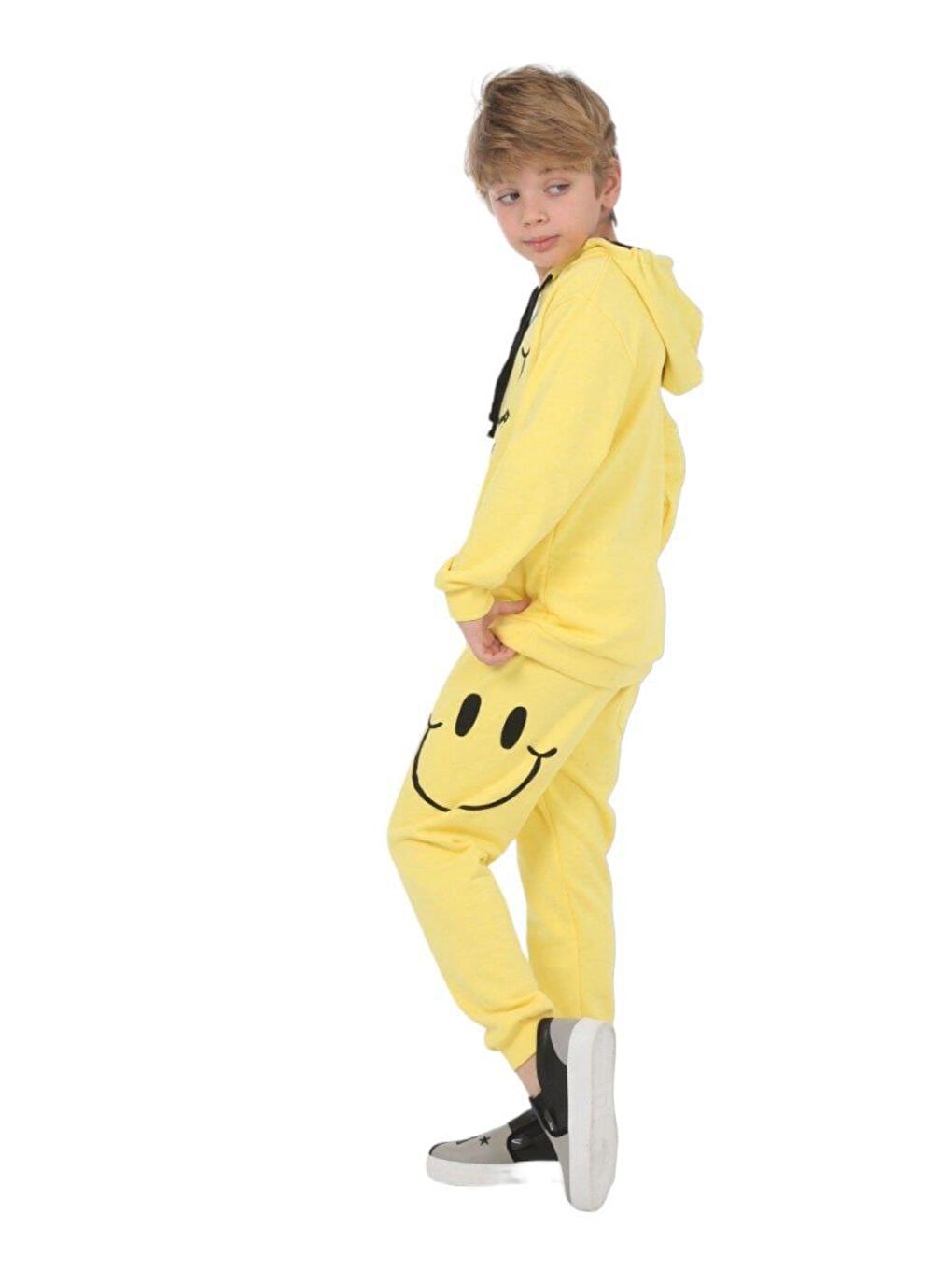 Sarı Smile Yellow Kapüşonlu Monotype Çocuk Alt-Üst Takım LP-23WIN-040-6