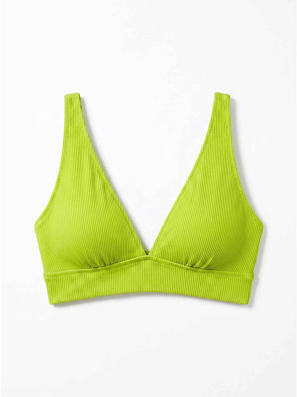 Yeşil Reps Üçgen Tek Üst Bikini