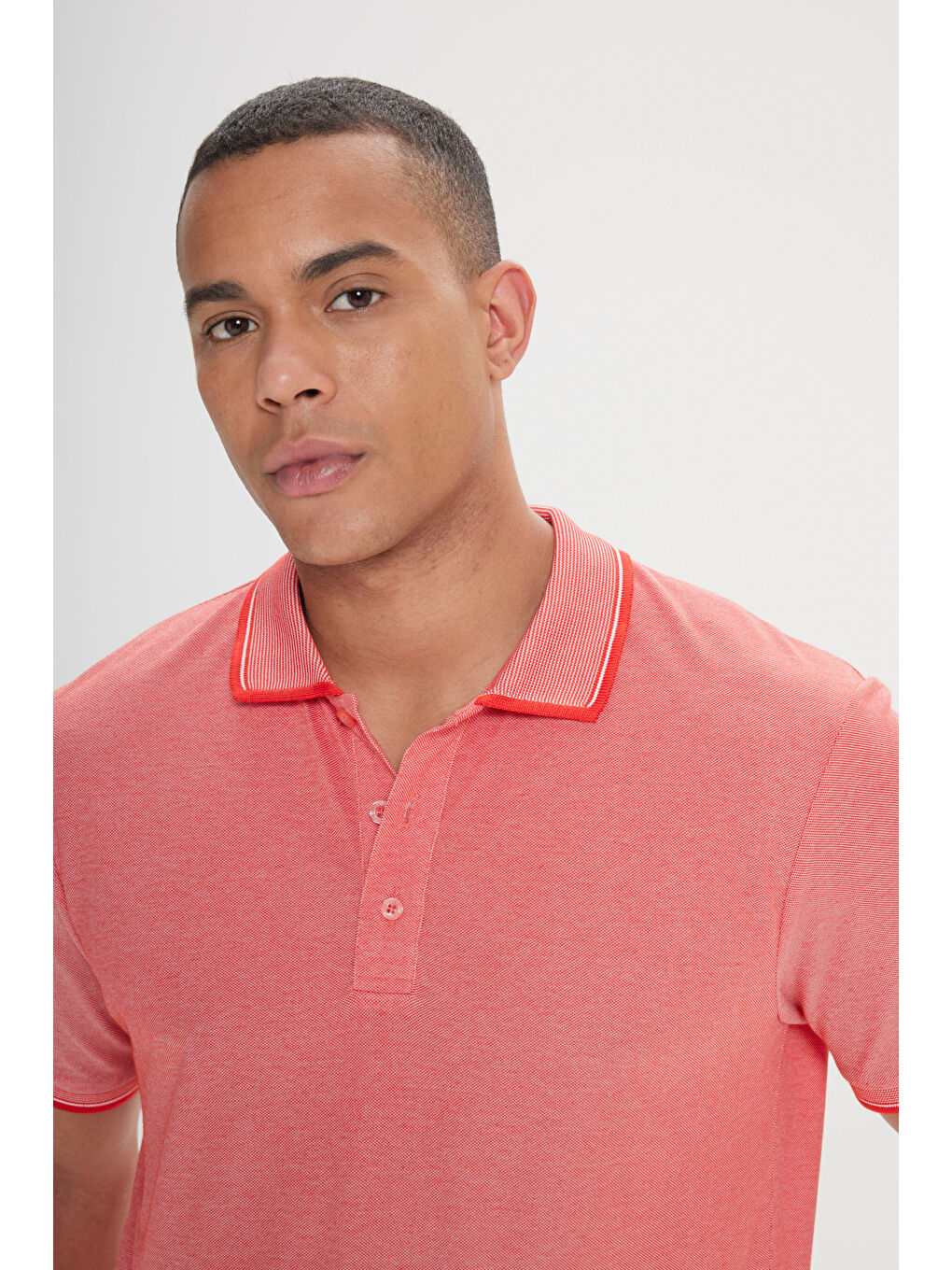 Kahverengi Erkek KIREMIT-NAR CICEGI-MOR Slim Fit Dar Kesim 3 'lü Kıvrılmaz Polo Yaka Tişört-9