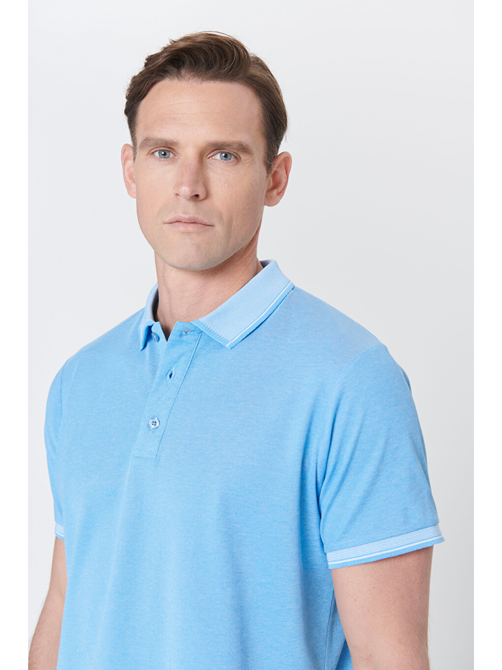 Yeşil Erkek YESIL-ACIK PEMBE-SAKS Slim Fit Dar Kesim 3 'lü Kıvrılmaz Polo Yaka Tişört-8
