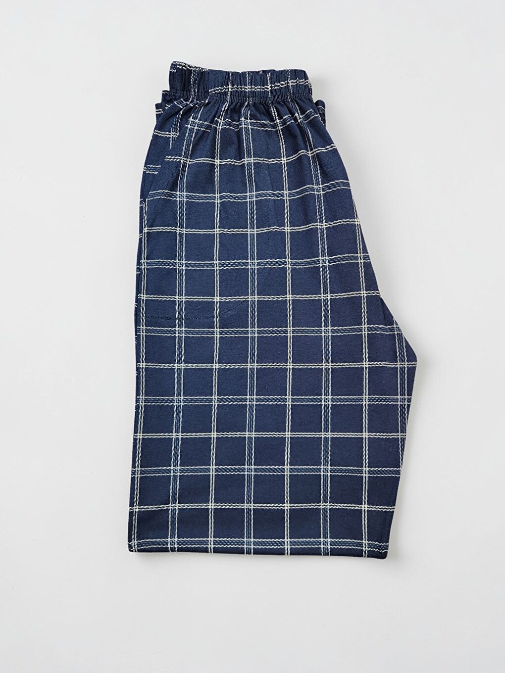 Lacivert Erkek %100 Doğal Organik Pamuk Ekose / Kareli Cepli Kaliteli Pijama Altı-1