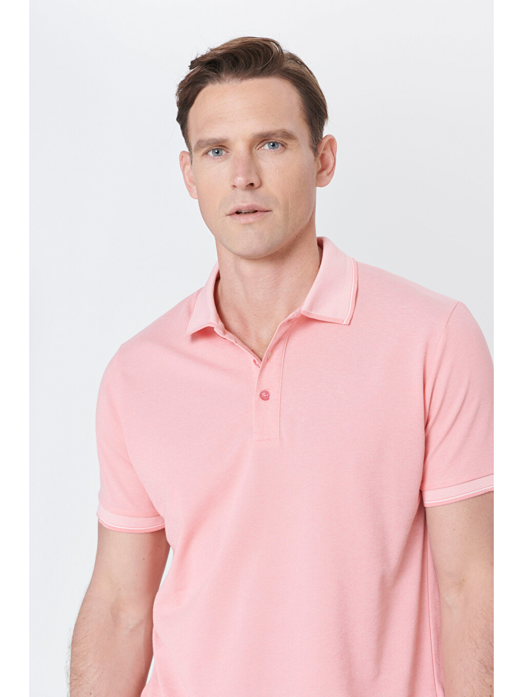 Yeşil Erkek YESIL-ACIK PEMBE-SAKS Slim Fit Dar Kesim 3 'lü Kıvrılmaz Polo Yaka Tişört-10