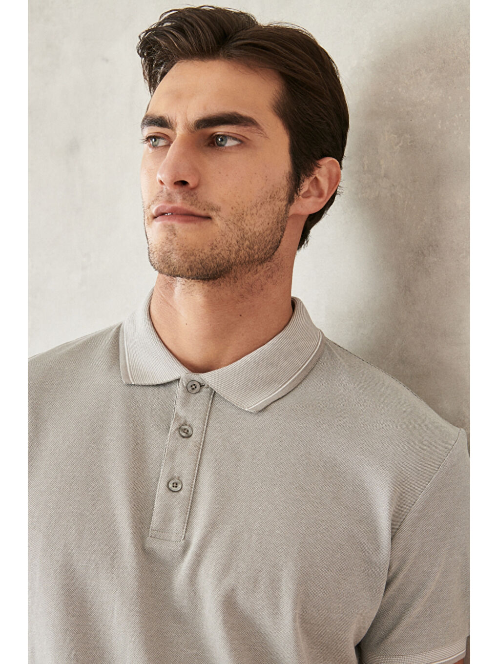 Siyah Erkek ACIK SIYAH-ACIK GRI-KOYU GRI Slim Fit Dar Kesim 3 'lü Kıvrılmaz Polo Yaka Tişört-9