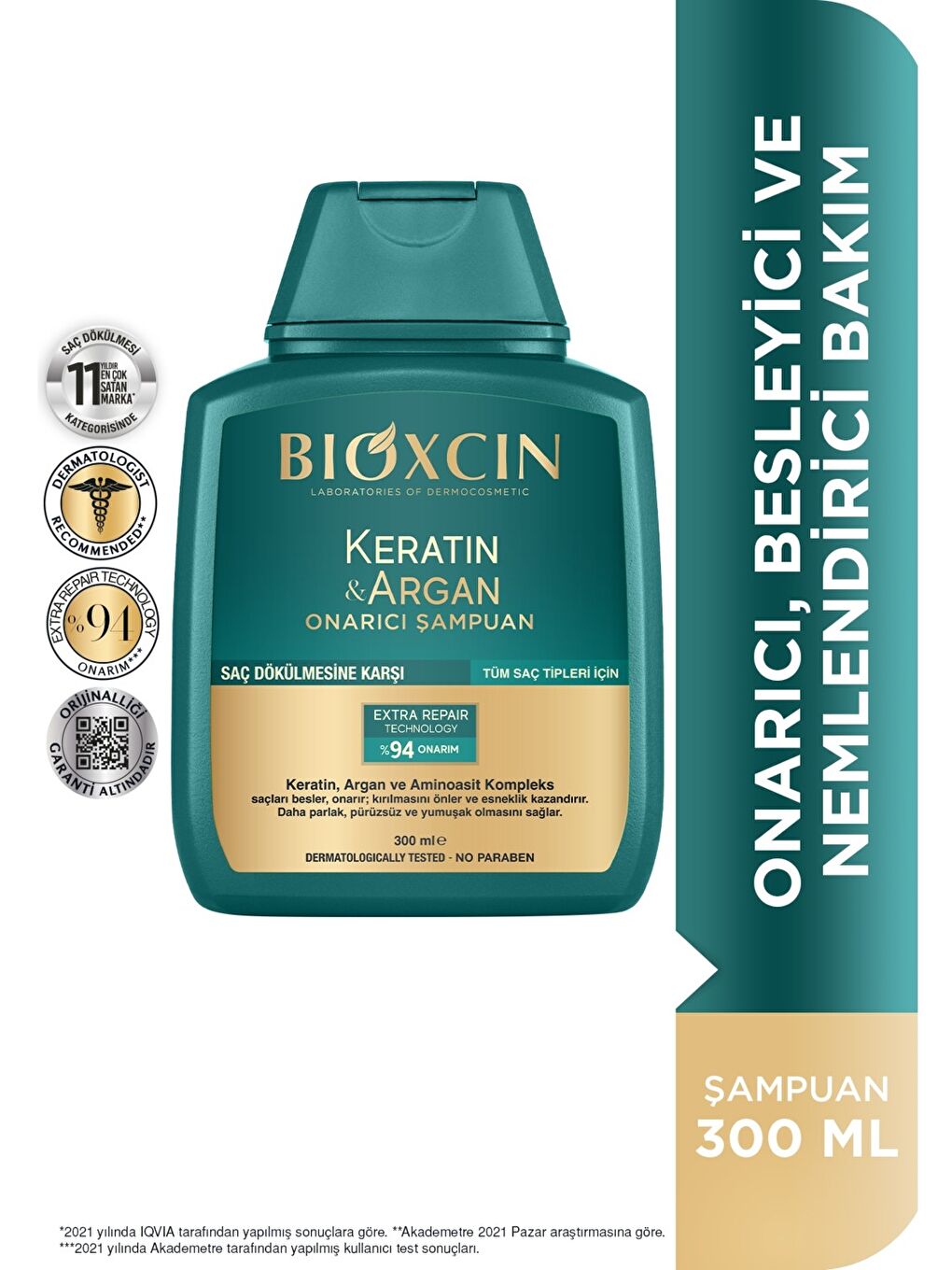 Bioxcin Renksiz Keratin & Argan Onarıcı Şampuan 300 ml - 1