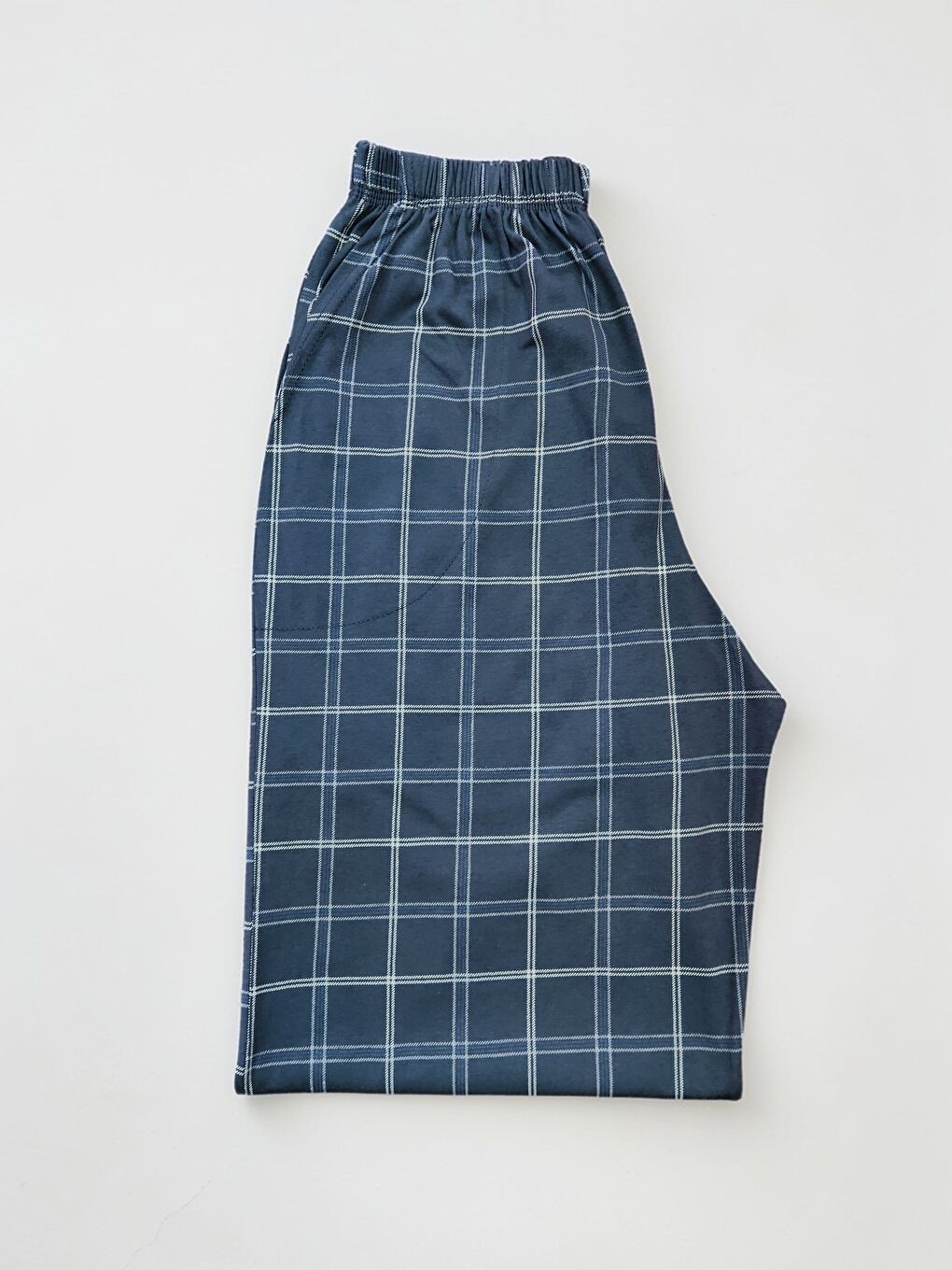 Gri Erkek %100 Doğal Organik Pamuk Ekose / Kareli Cepli Kaliteli Pijama Altı-2