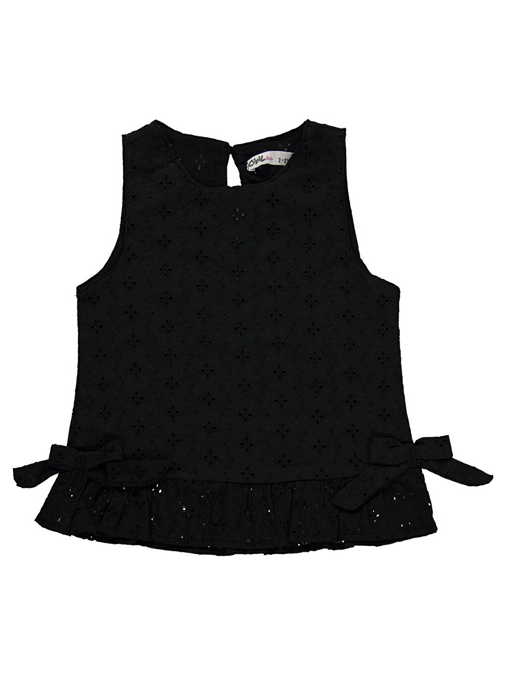 Girls Fiyonk Detaylı Brode 2-5 Yaş Takım - Siyah-1