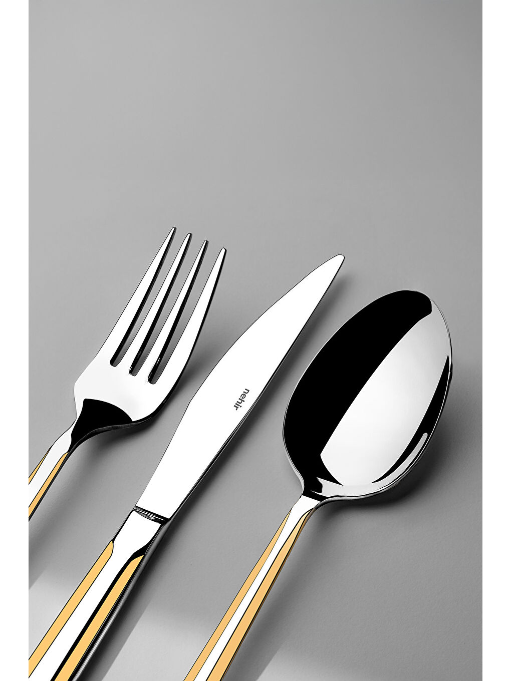 Sarı Milano Altın Sade 12 Kişilik 89 Parça Kutulu Çatal Kaşık Bıçak Takımı-2