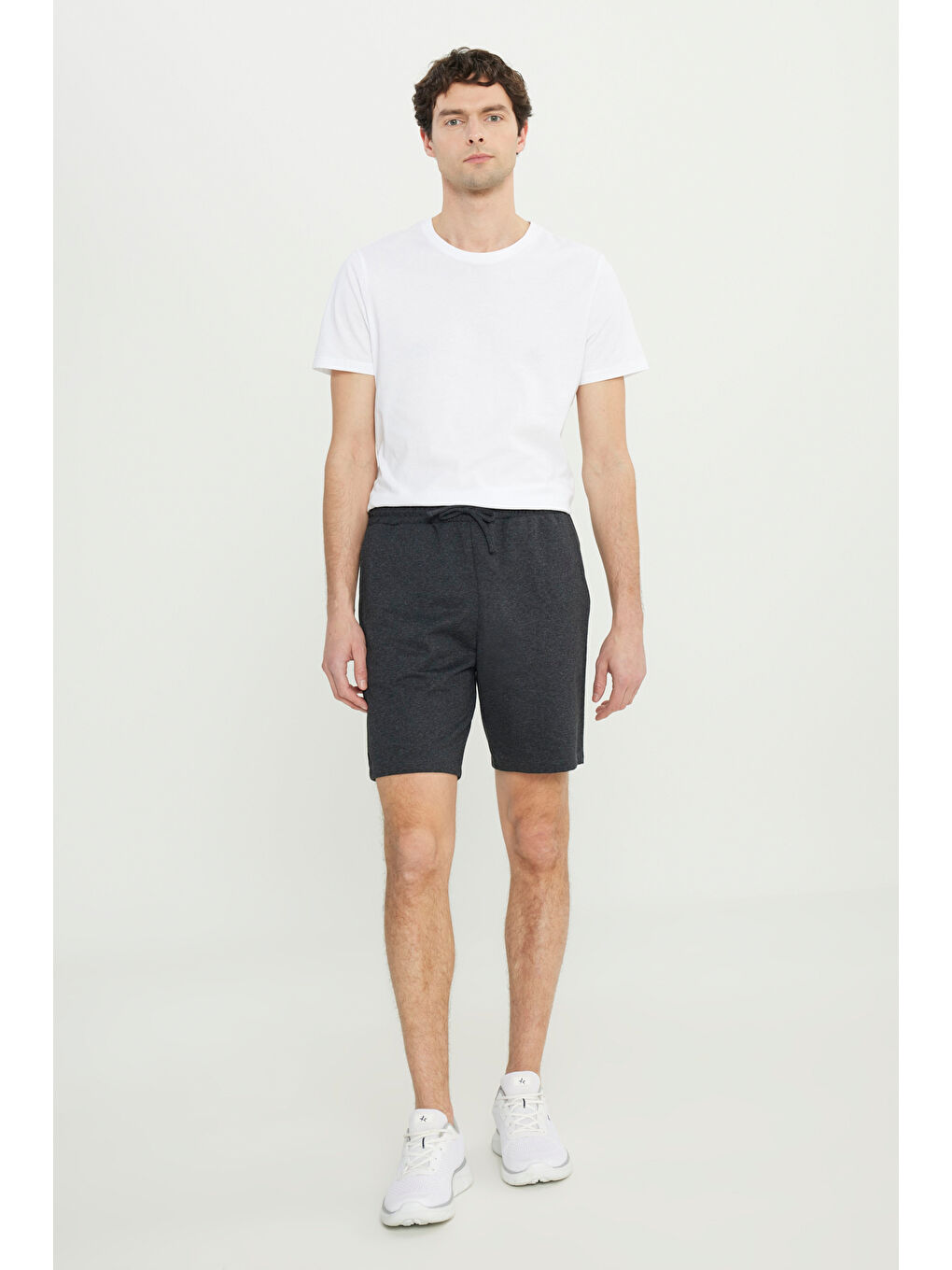 Antrasit Erkek ANTRASIT-GRI MELANJ 2'li Paket Pamuklu Nefes Alabilen 2 İplik Cepli Standart Fit Şort-3