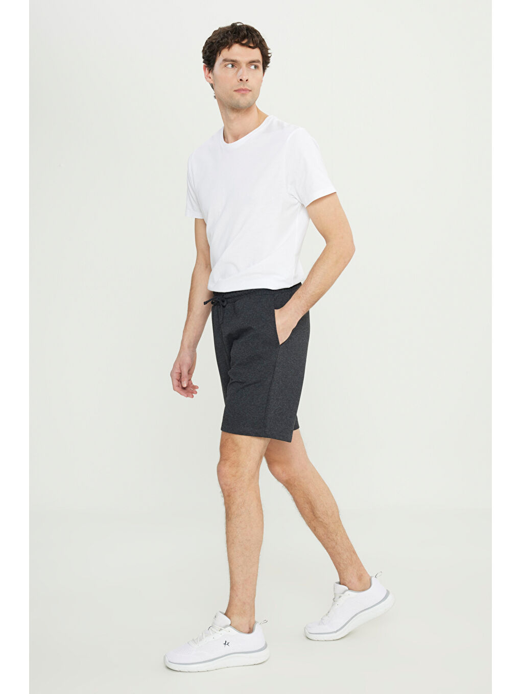 Antrasit Erkek ANTRASIT-GRI MELANJ 2'li Paket Pamuklu Nefes Alabilen 2 İplik Cepli Standart Fit Şort-5