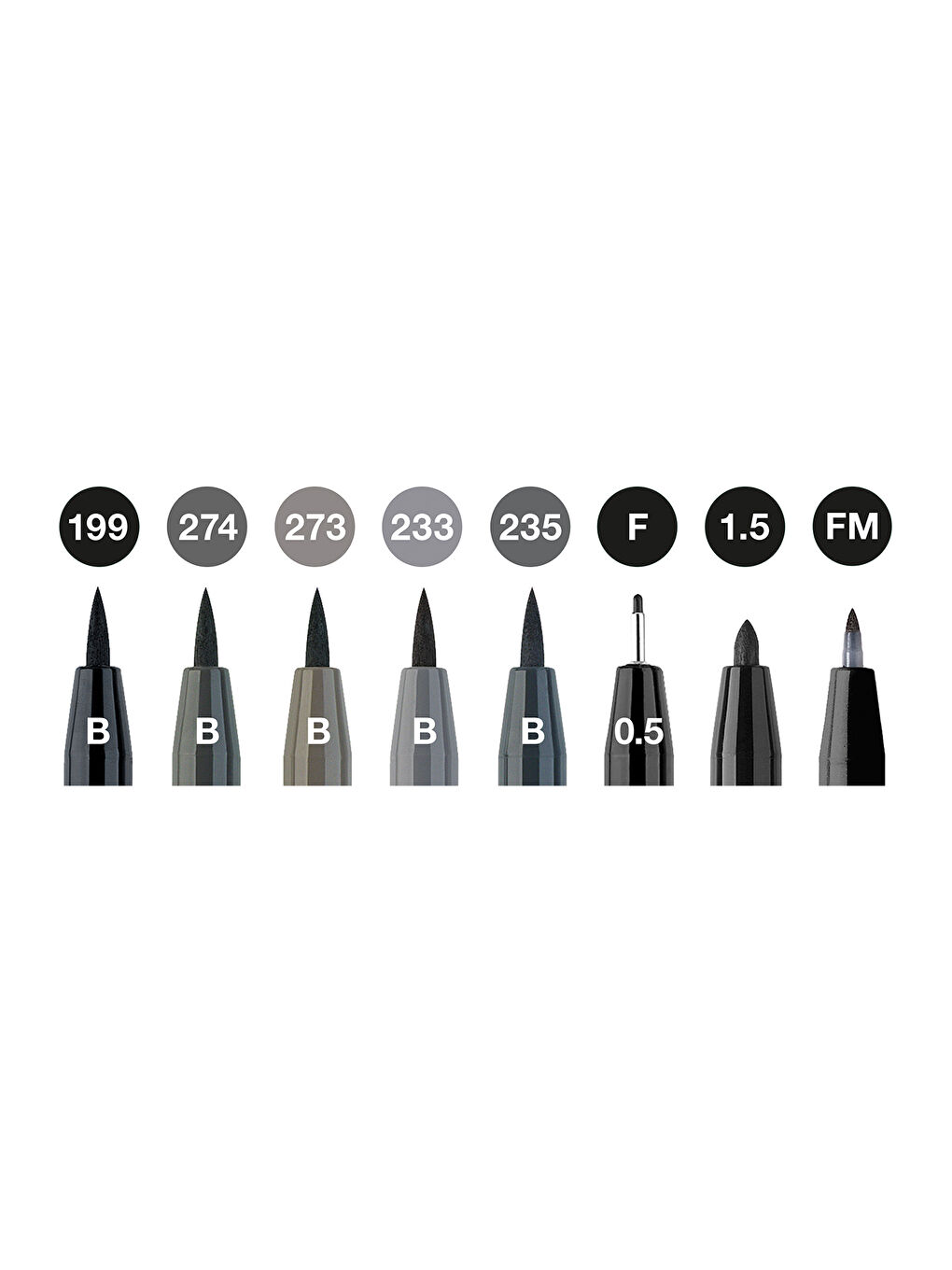 Pitt Artist Pen Fırça Uç 8'li Gri&Siyah Tonlu Kalem Seti, Dağılma Yapmayan Kokusuz Mürekkep-1