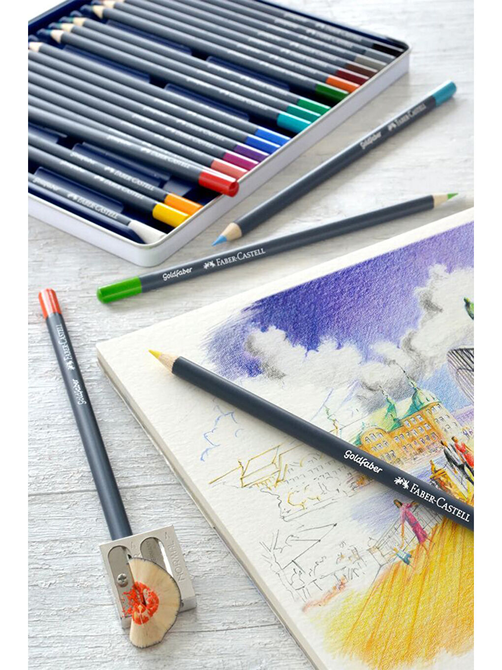 Goldfaber Boya Kalemi 24lü, Parlak ve Canlı Renkler, Metal Kutulu-4