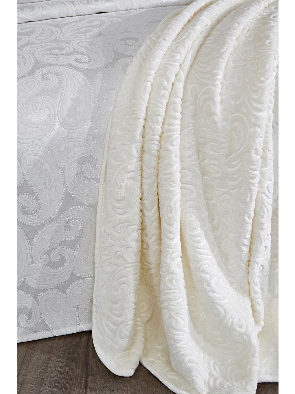 Ekru Şal 10 Parça Battaniyeli Çeyiz Seti Krem-5