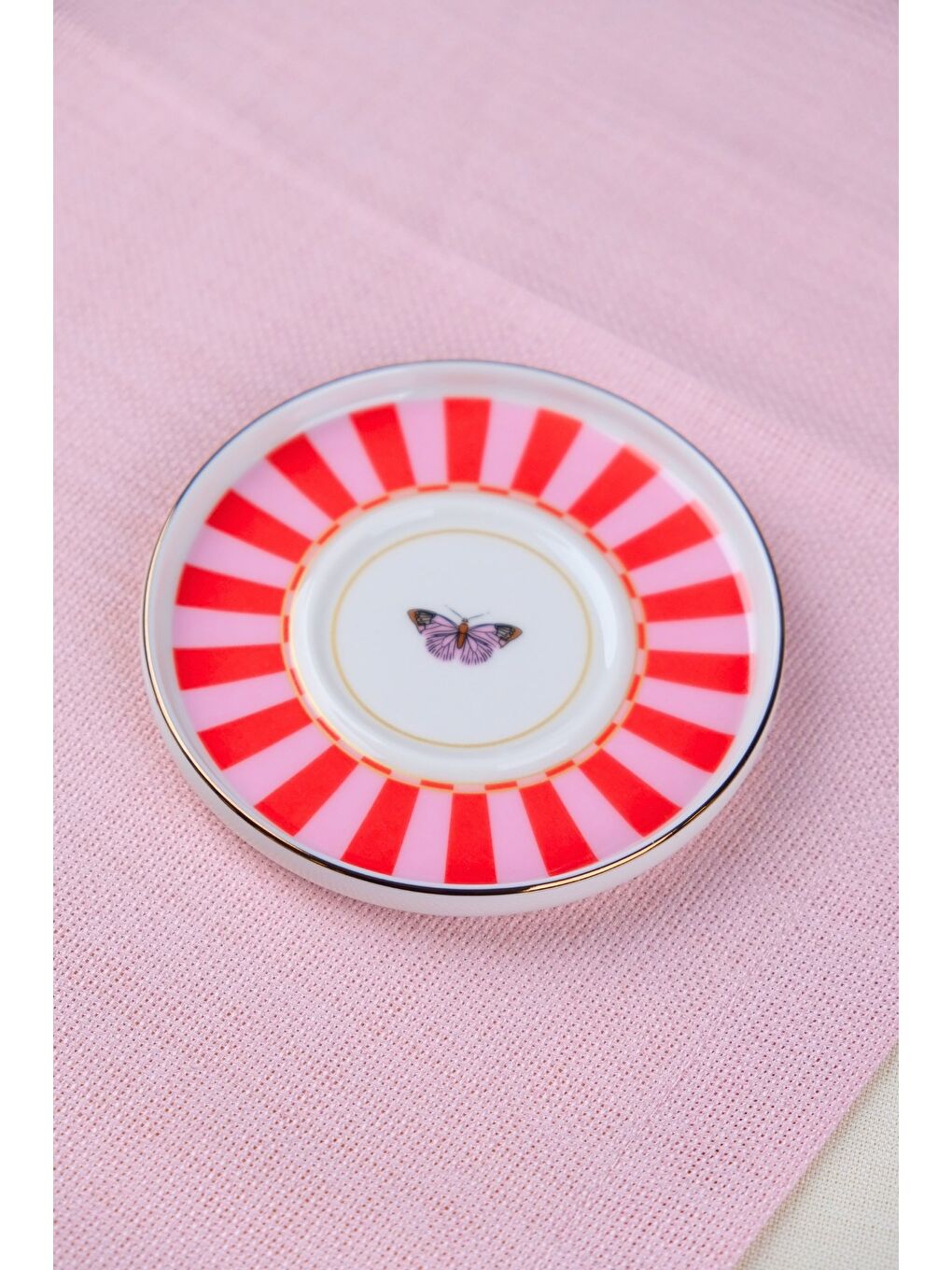 Karışık Porselen Butterfly Collection Altın Yaldızlı Çay Tabağı 11,8cm Kırmızı Tekli-3