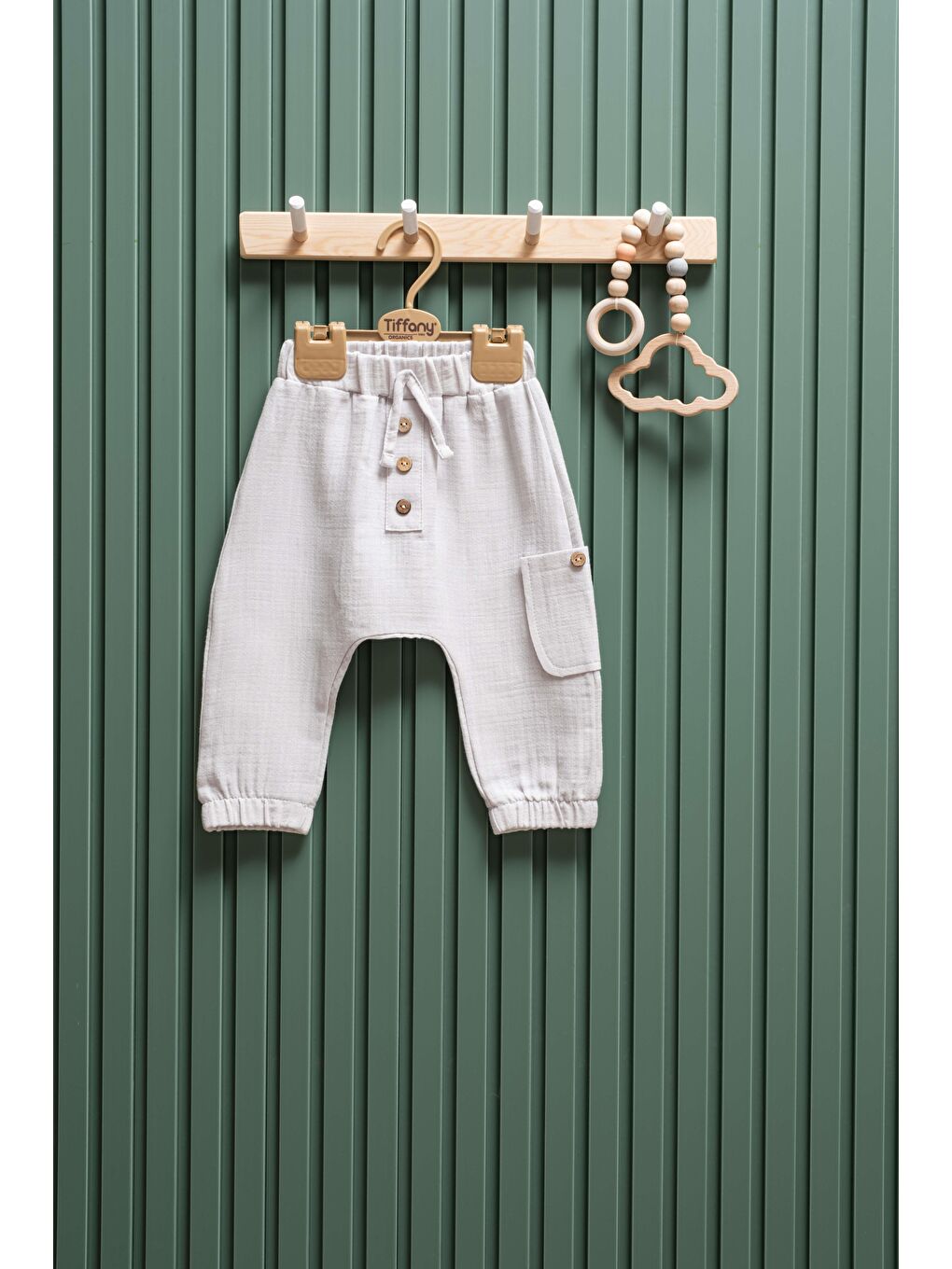 Gri Bebek Müslin Şalvar Düğmeli Pantolon 6 Ay 3 Yaş