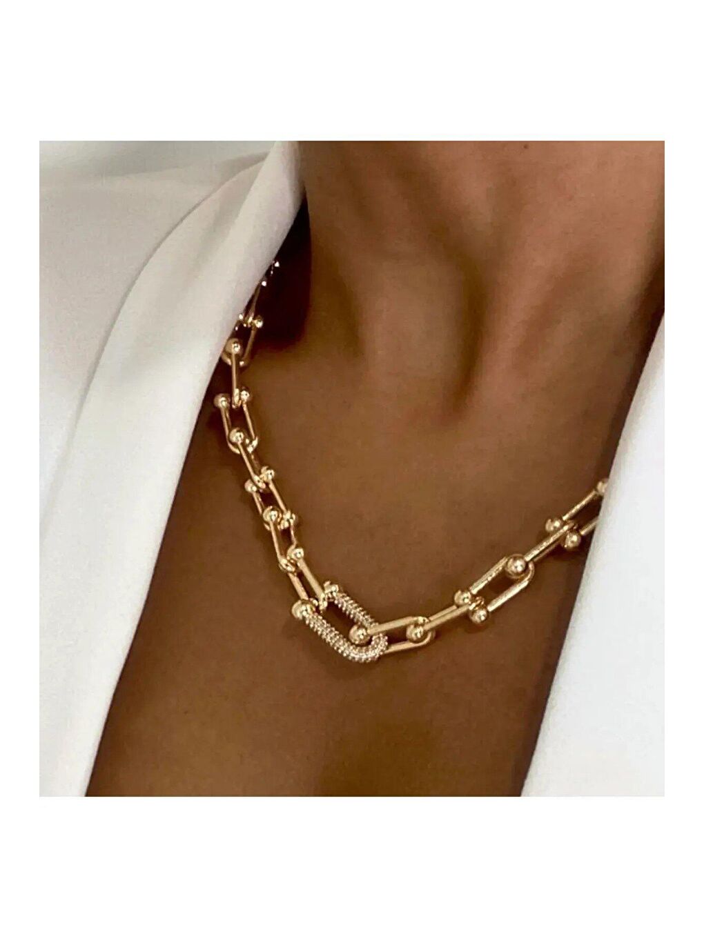 Sarı Taşlı Çelik Tiffany Kolye