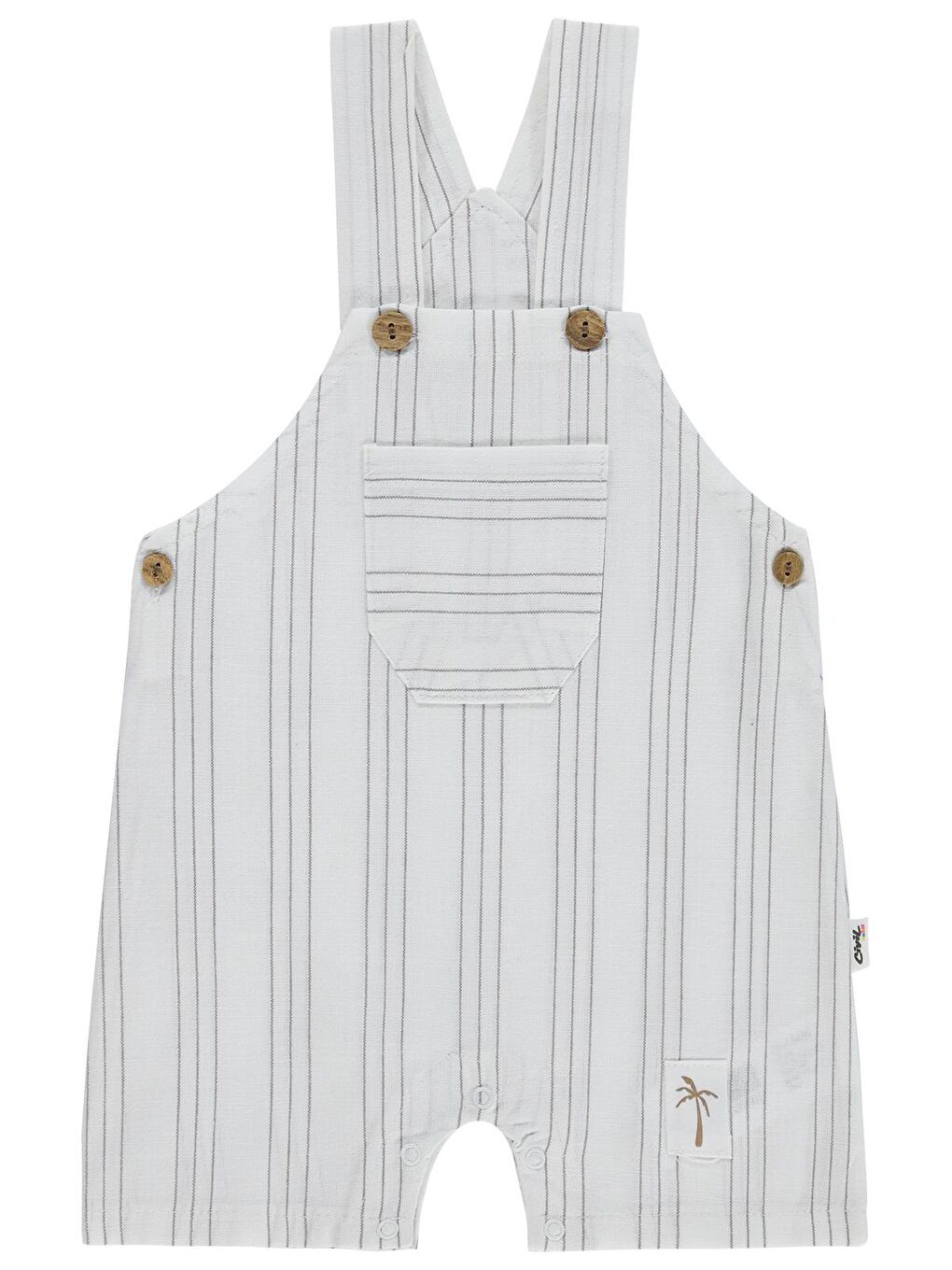 Baby Çizgili 6-18 Ay Salopet - Ekru 6-9 Ay