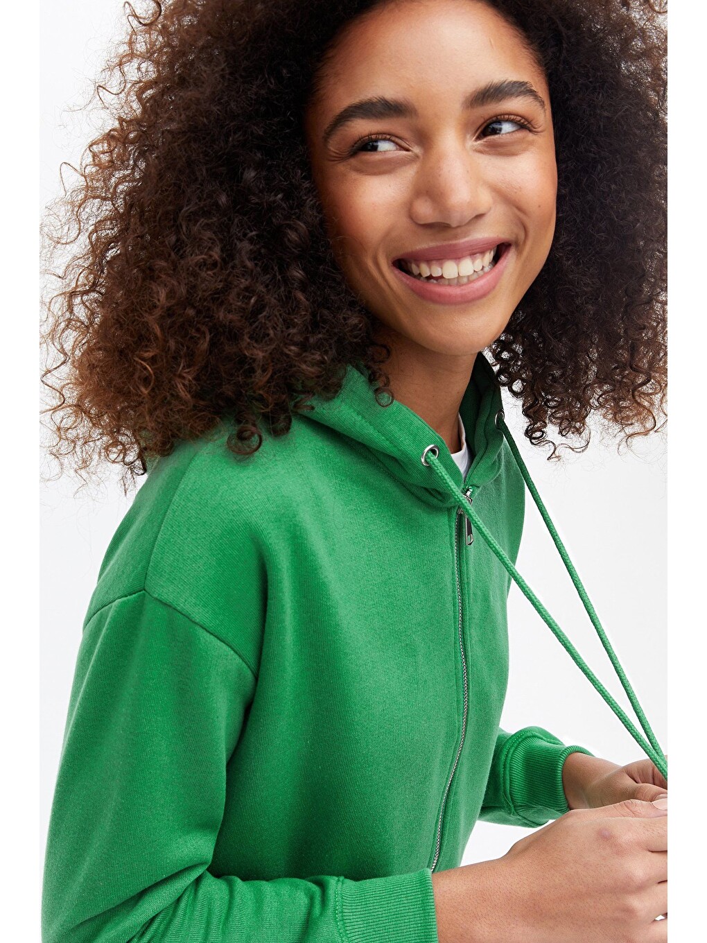 Yeşil Crop Sweatshirt Mg1355-3