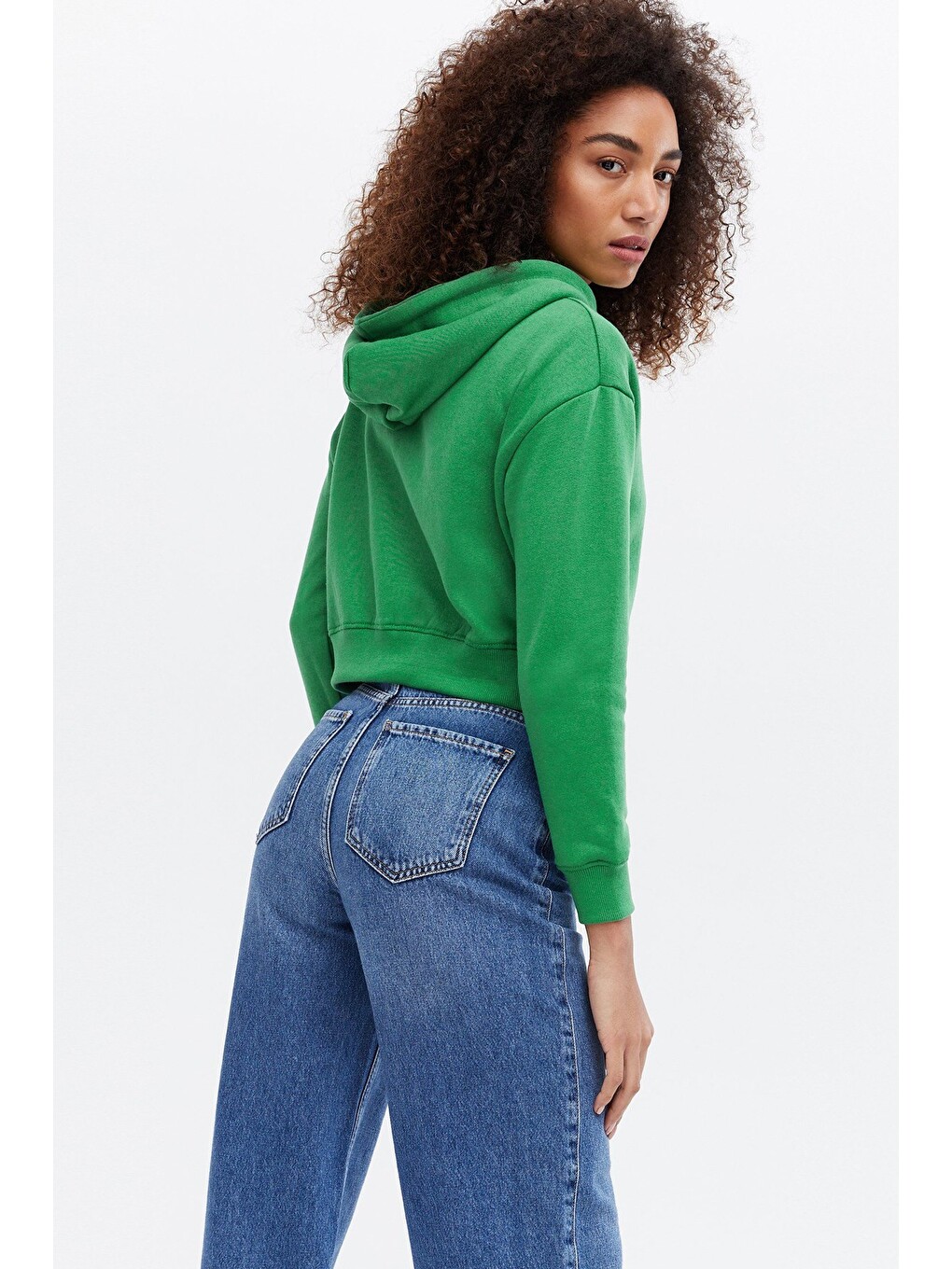 Yeşil Crop Sweatshirt Mg1355-4