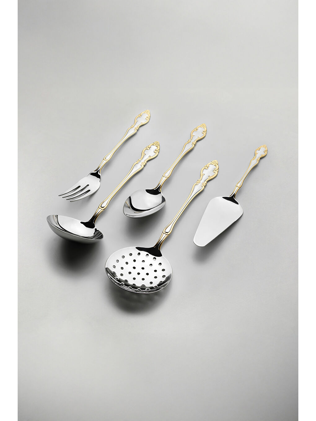 Sarı Adriana Altın Sade 12 Kişilik 89 Parça Deri Kutulu Çatal Kaşık Bıçak Takımı-6