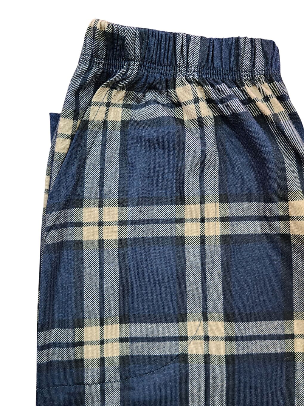 İndigo Erkek %100 Doğal Organik Pamuk Ekose Cepli Kaliteli Pijama Altı-2