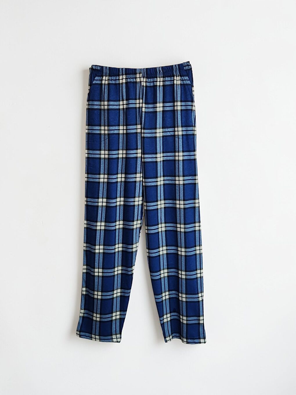 Lacivert Erkek %100 Doğal Organik Pamuk Ekose Cepli Kaliteli Pijama Altı-1