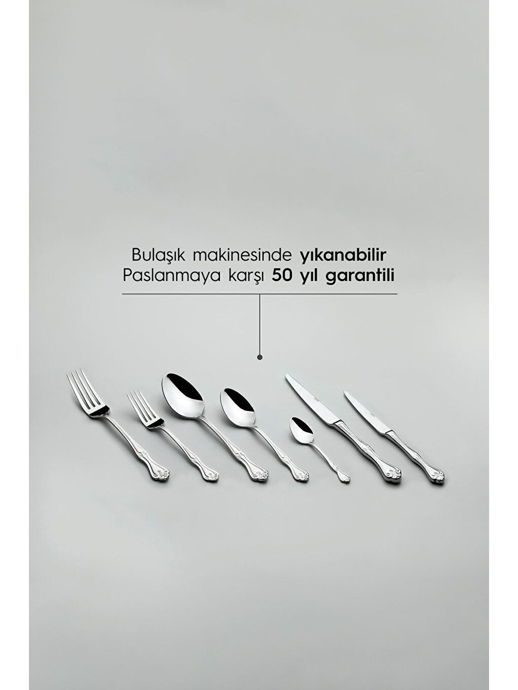 Gri Lalezar Sade 12 Kişilik 89 Parça Deri Kutulu Çatal Kaşık Bıçak Takımı-4