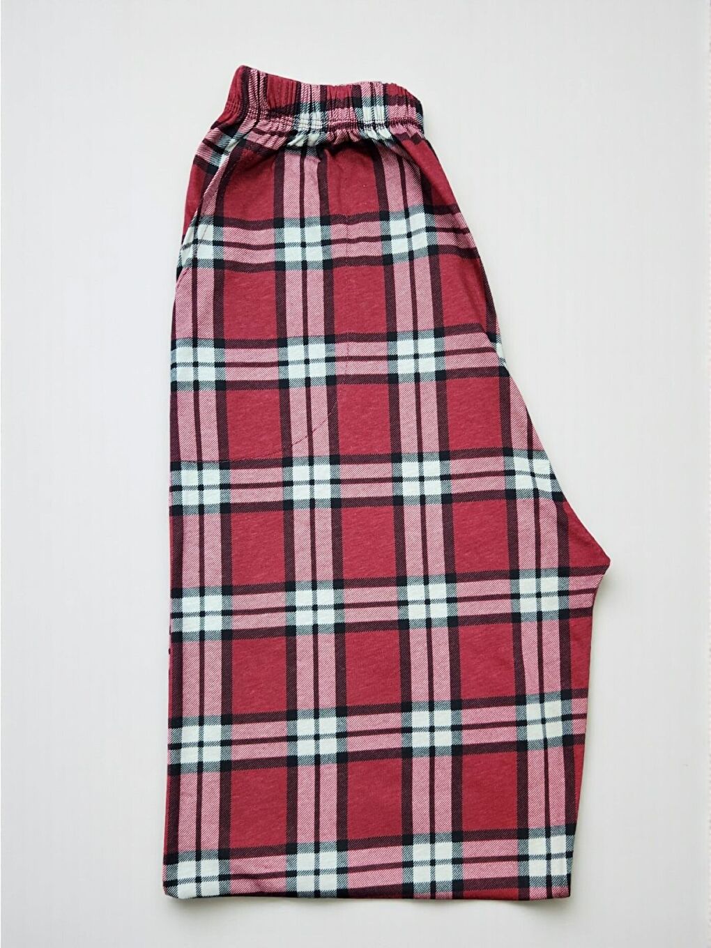 Kırmızı Erkek %100 Doğal Organik Pamuk Ekose Cepli Kaliteli Pijama Altı-2