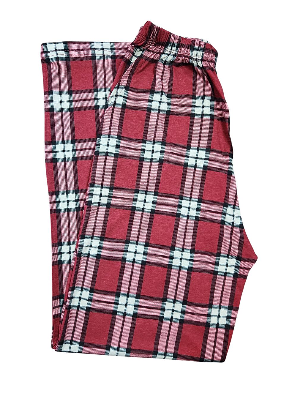 Kırmızı Erkek %100 Doğal Organik Pamuk Ekose Cepli Kaliteli Pijama Altı-3