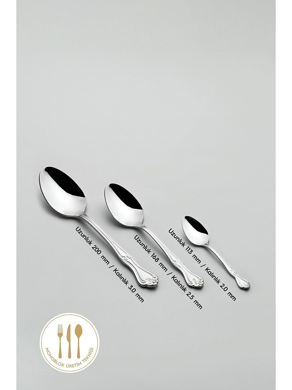 Gri Lalezar Sade 12 Kişilik 89 Parça Deri Kutulu Çatal Kaşık Bıçak Takımı-6