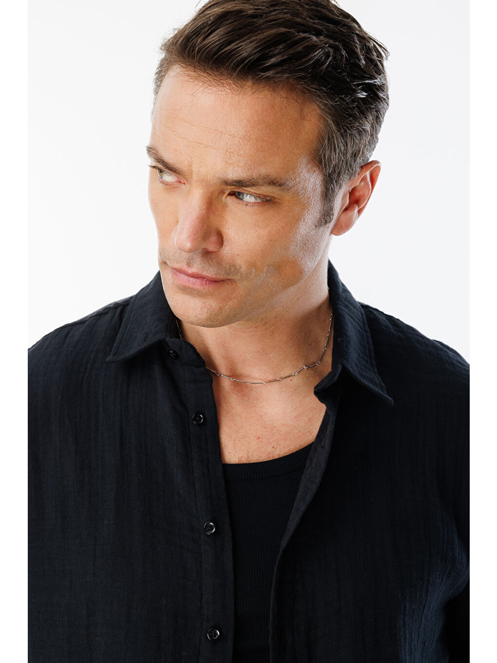 Siyah Oversize Basic Erkek Müslin Gömlek ERKEK-MÜSLİN-GÖMLEK-2