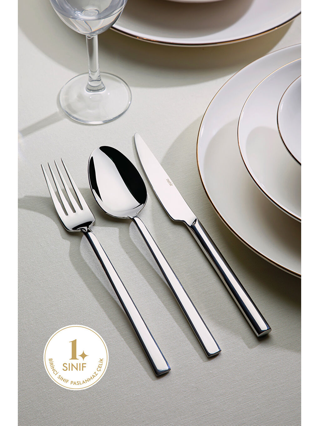 Gri Dalyan Sade 12 Kişilik 89 Parça Kutulu Çatal Kaşık Bıçak Takımı-4