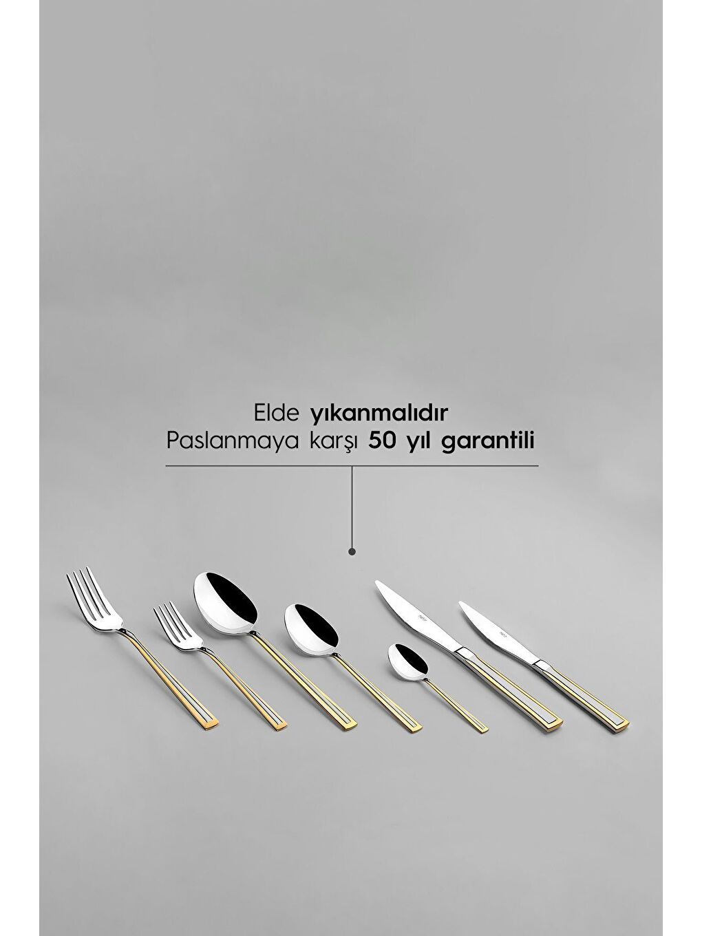 Sarı Milano Altın Saten 12 Kişilik 89 Parça Deri Kutulu Çatal Kaşık Bıçak Takımı-3