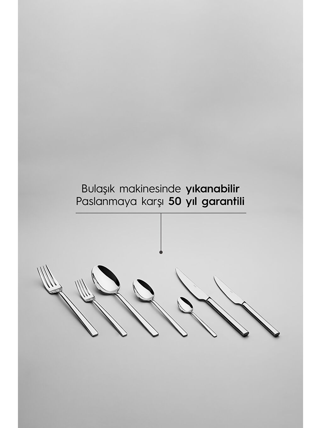 Gri Dalyan Sade 12 Kişilik 89 Parça Kutulu Çatal Kaşık Bıçak Takımı-5
