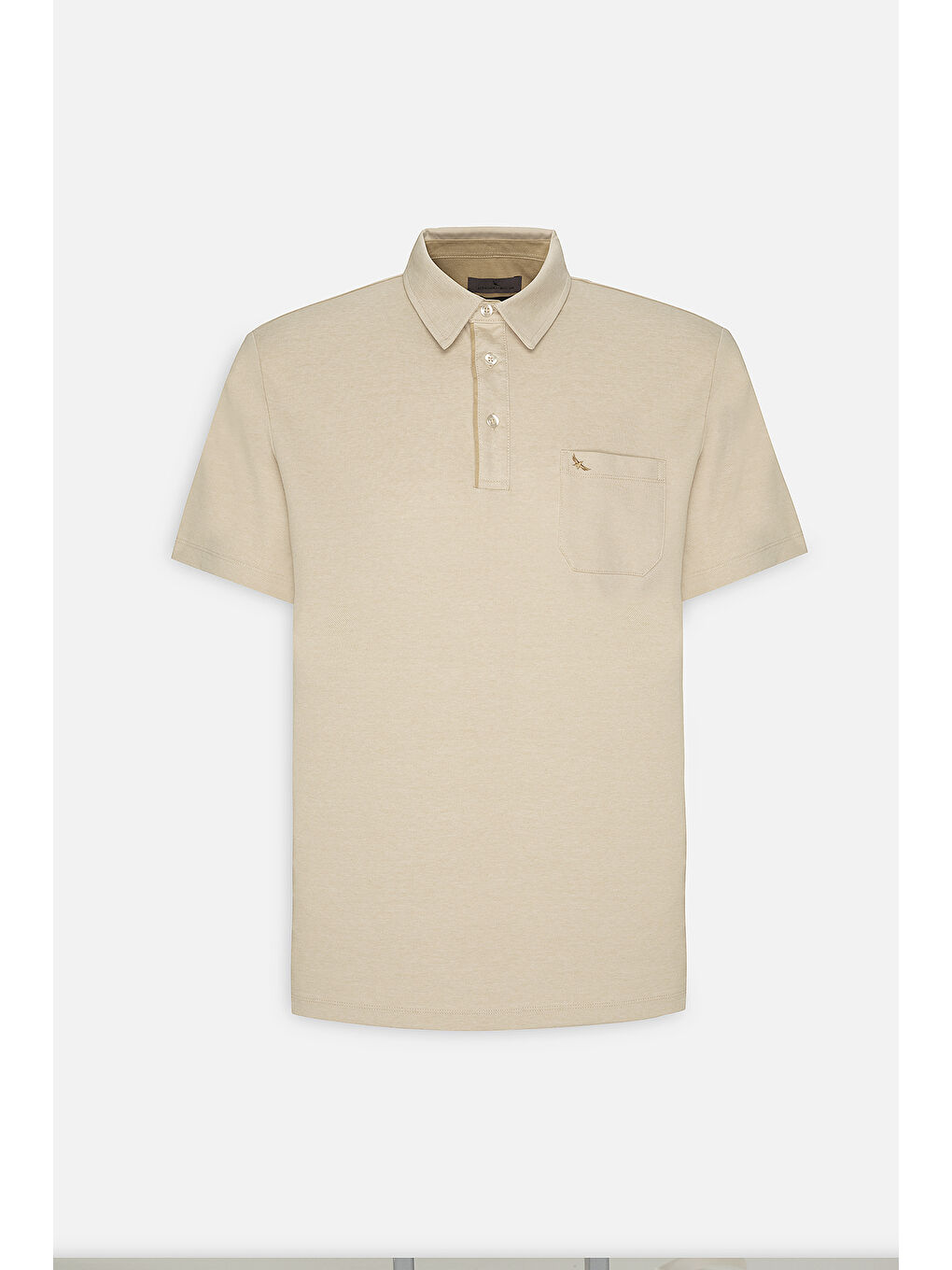 Erkek Bej Comfort Fit Rahat Kesim Polo Yaka Pamuklu Kısa Kollu Tişört-5