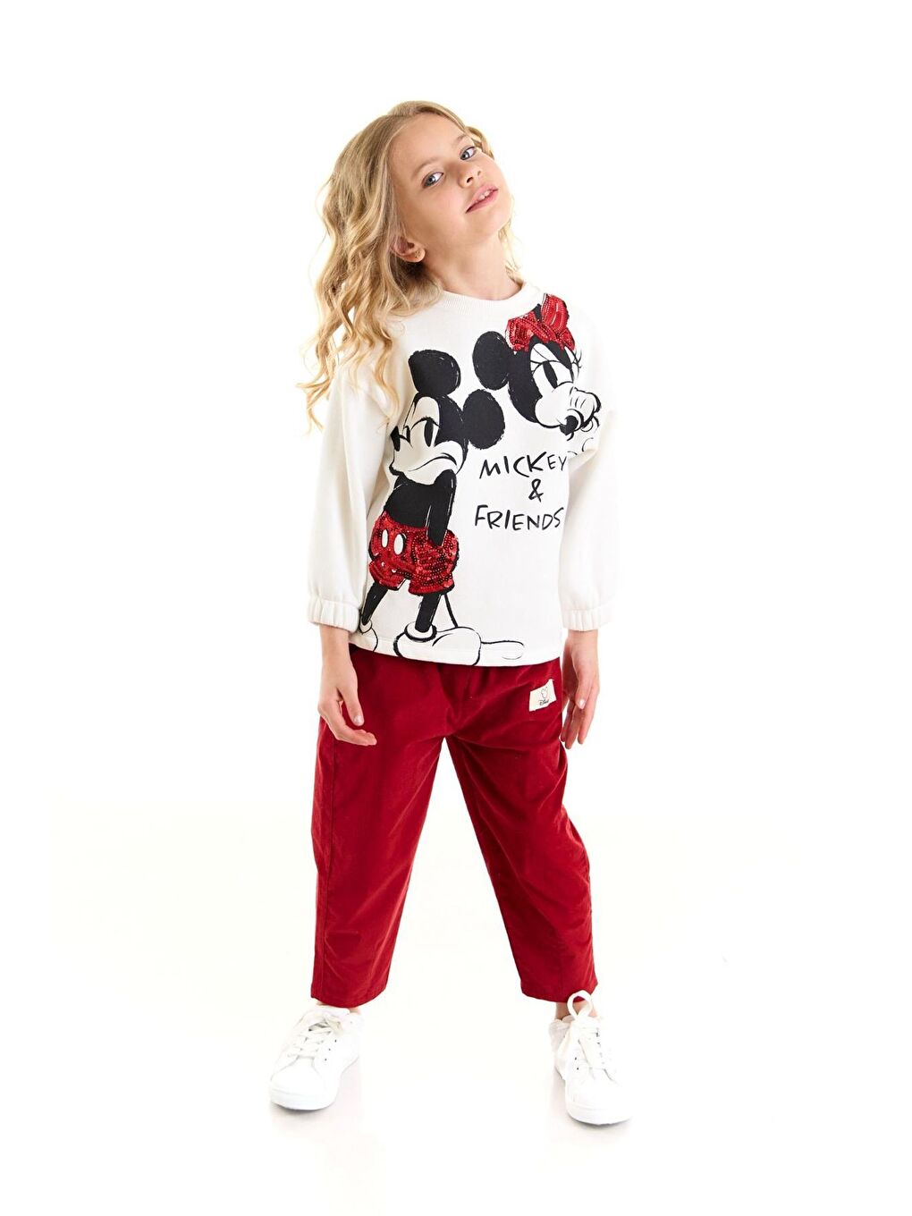 Ekru Minnie Mouse Lisanslı Kız Çocuk 2'li Takım 21221-1