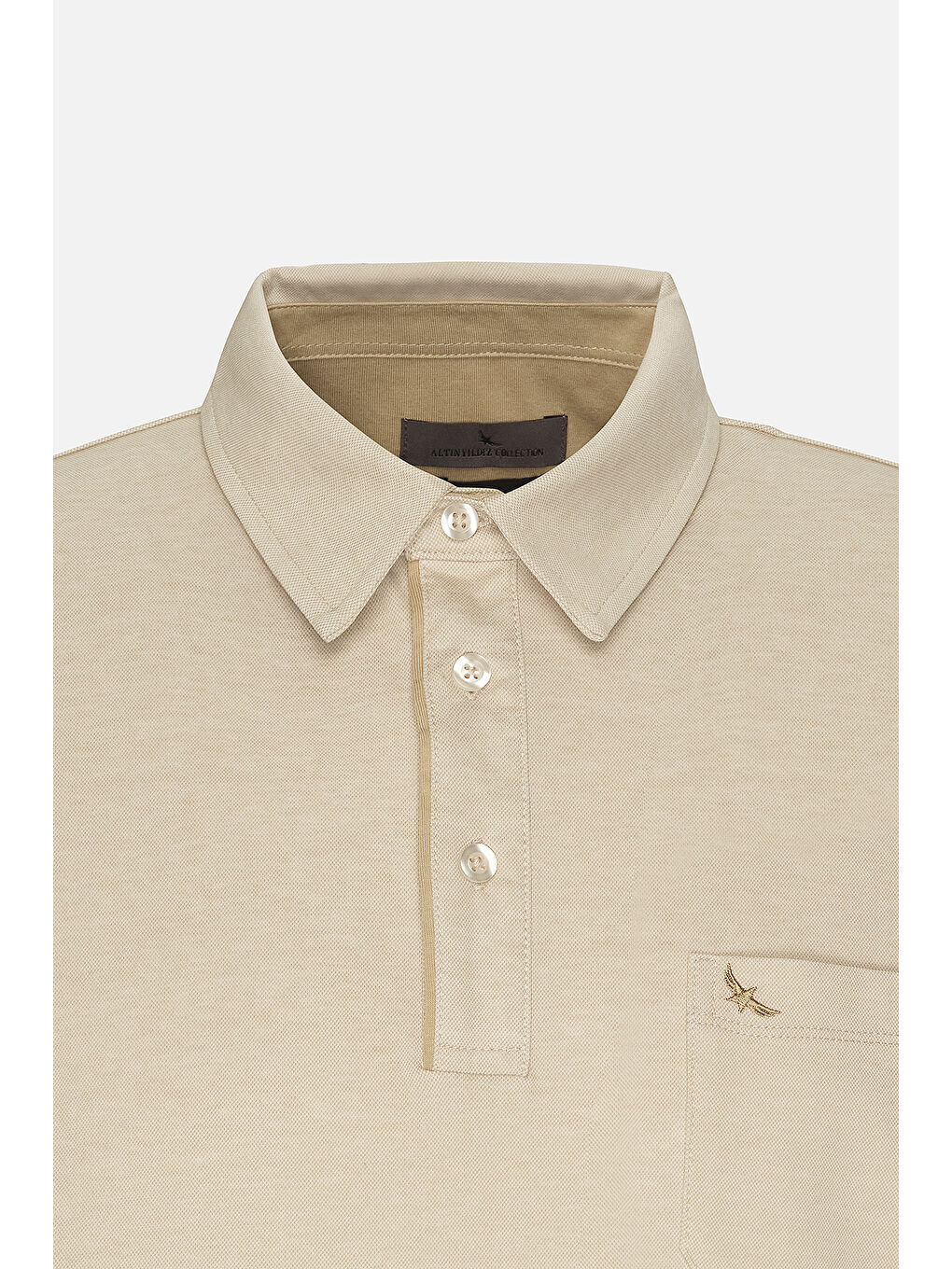 Erkek Bej Comfort Fit Rahat Kesim Polo Yaka Pamuklu Kısa Kollu Tişört-6