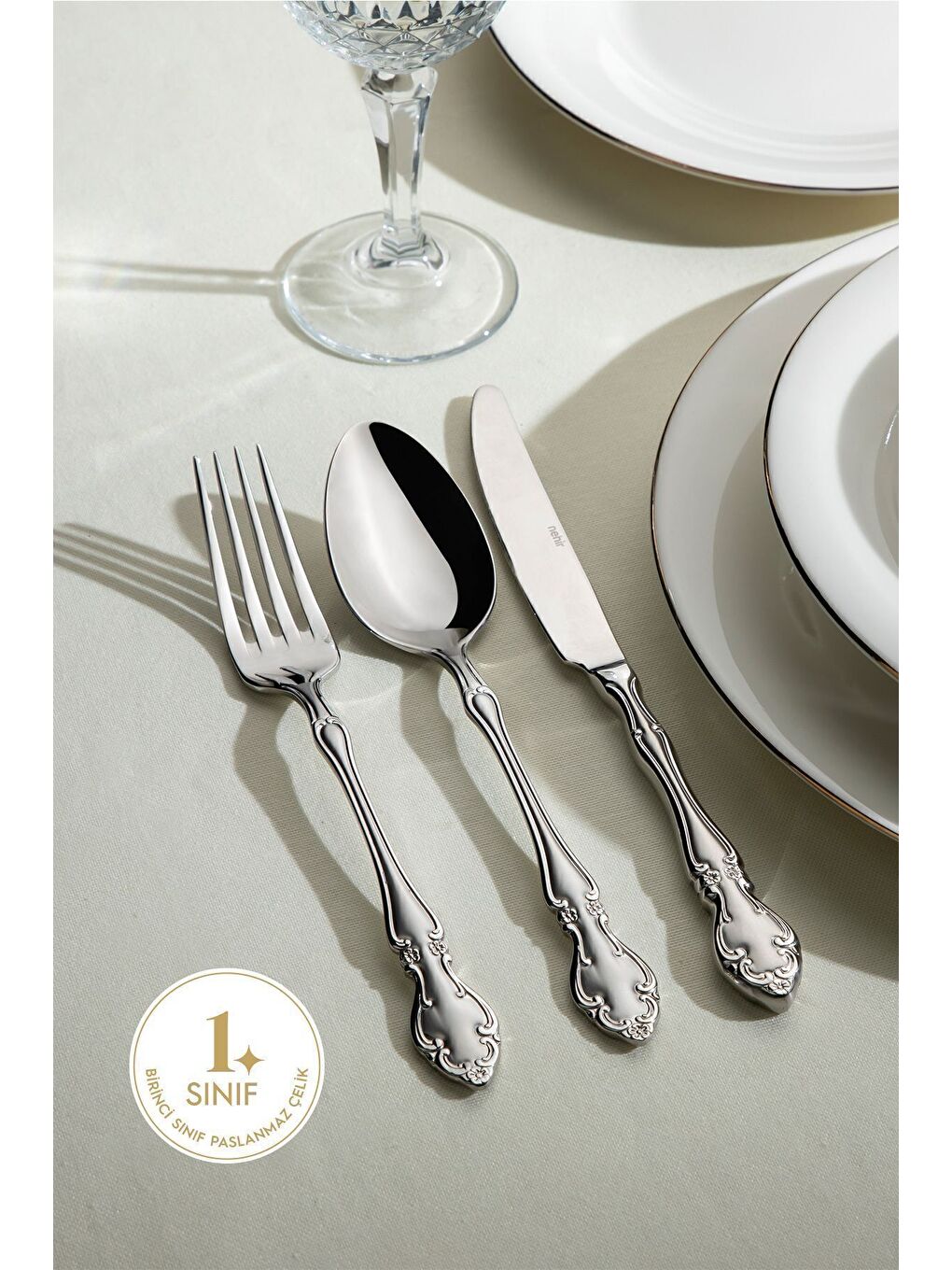 Gri Adriana Saten 12 Kişilik 89 Parça Kutulu Çatal Kaşık Bıçak Takımı-4