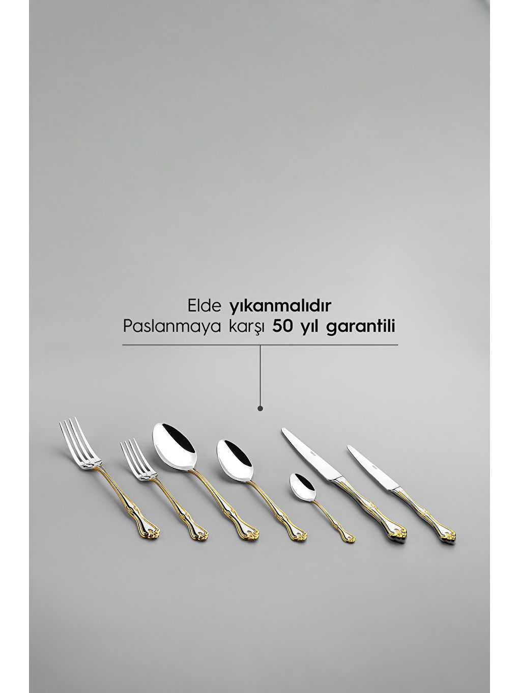 Sarı Lalezar Altın Sade 12 Kişilik 89 Parça Deri Kutulu Çatal Kaşık Bıçak Takımı-4