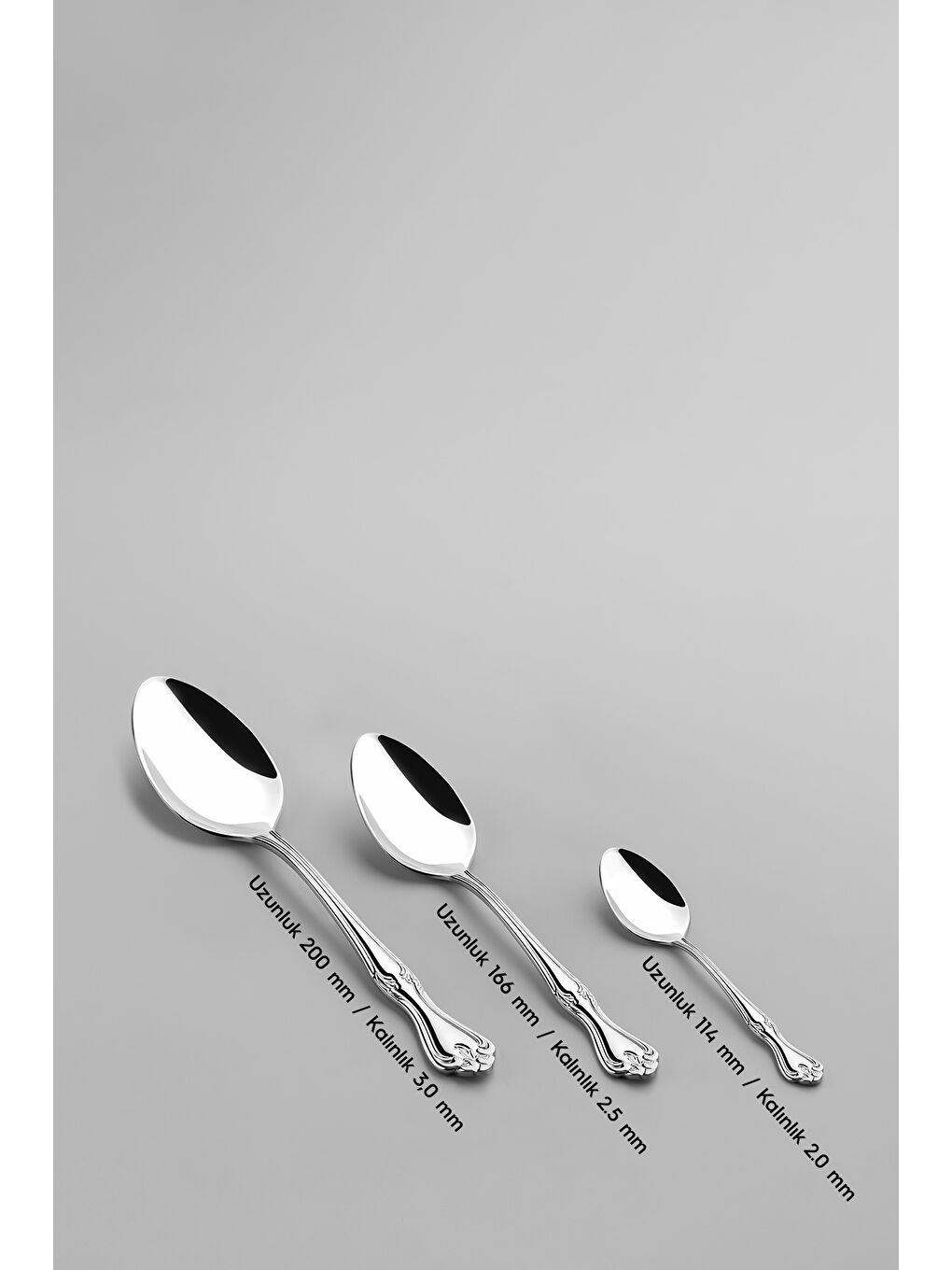 Gri Lalezar Sade 12 Kişilik 89 Parça Kutulu Çatal Kaşık Bıçak Takımı-6