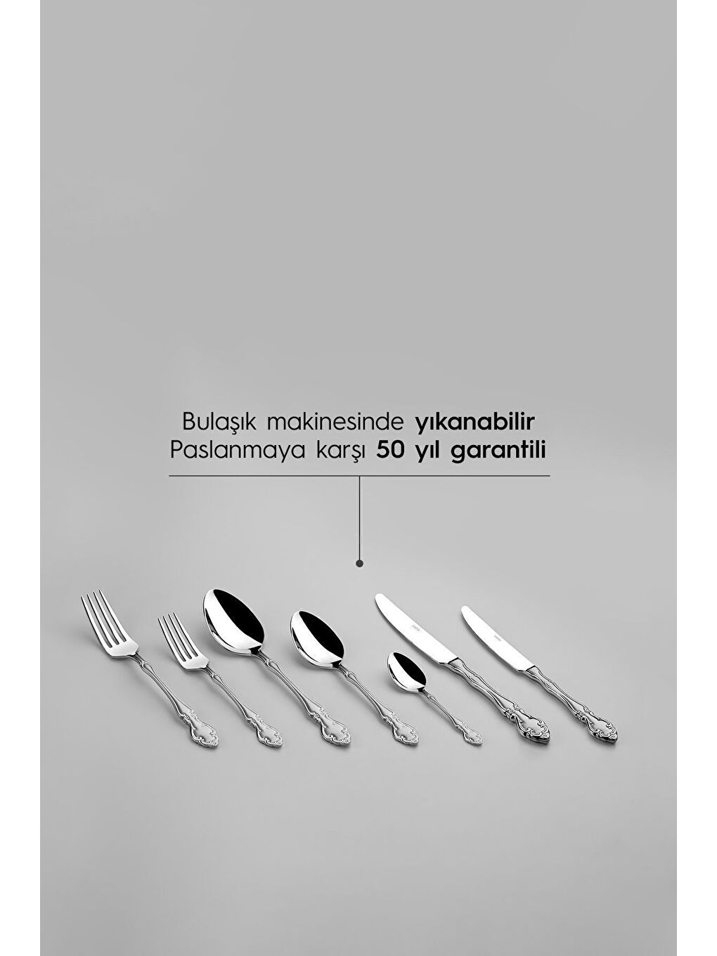 Gri Adriana Saten 12 Kişilik 89 Parça Kutulu Çatal Kaşık Bıçak Takımı-6