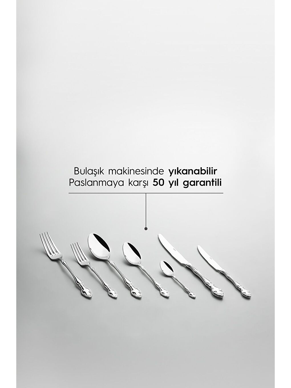 Gri Adriana Sade 12 Kişilik 89 Parça Deri Kutulu Çatal Kaşık Bıçak Takımı-7