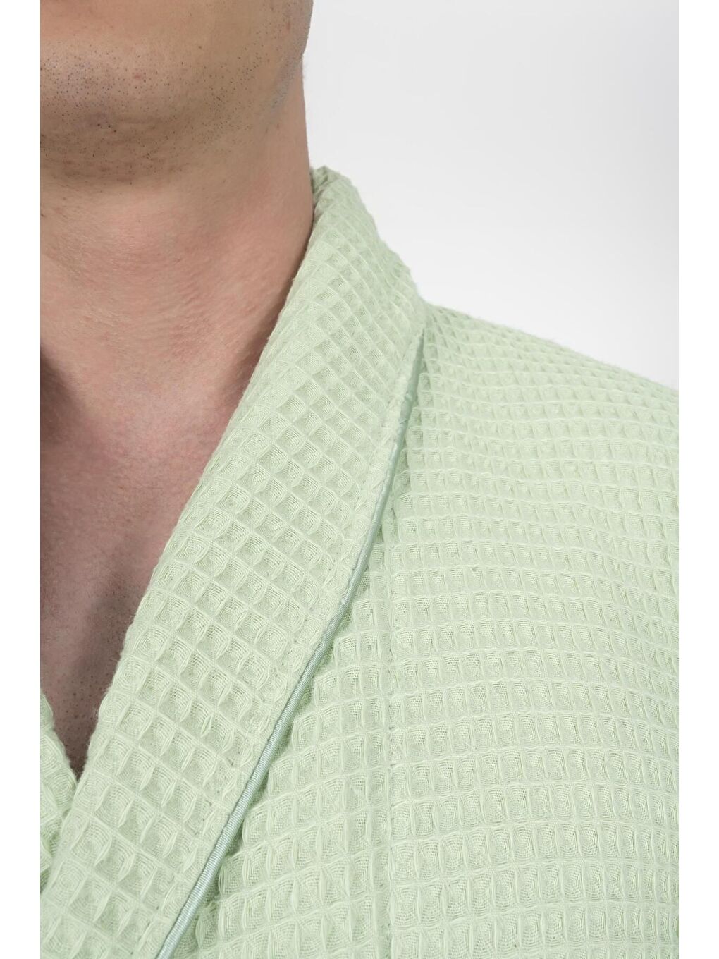 Kaos Serisi Şal Yaka Pike Bornoz Sabahlık Yeşil-3