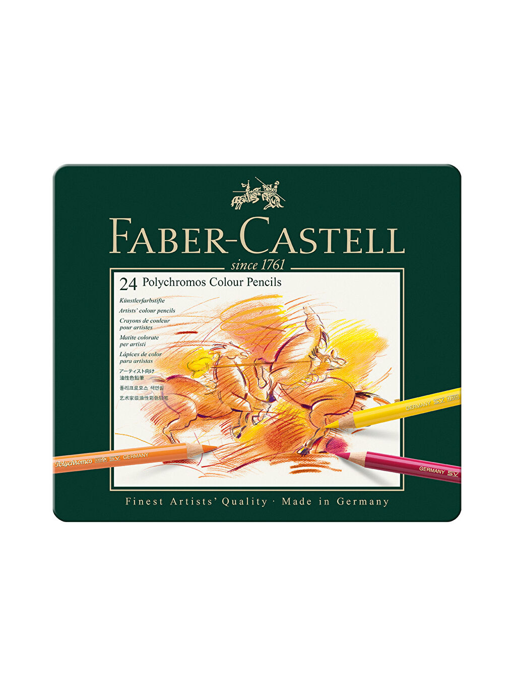 Polychromos 24 Renk Boya Kalemi, Örtücü ve Parlak Renkler, Yüksek Pigmentli, Metal Kutulu