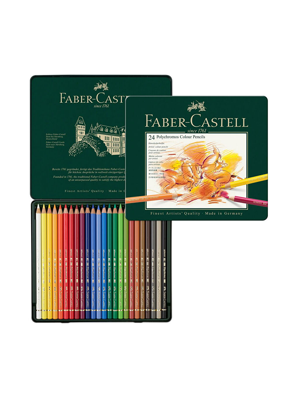 Polychromos 24 Renk Boya Kalemi, Örtücü ve Parlak Renkler, Yüksek Pigmentli, Metal Kutulu-2