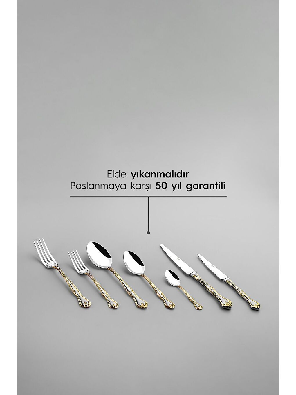 Sarı Lalezar Altın Saten 12 Kişilik 89 Parça Kutulu Çatal Kaşık Bıçak Takımı-4