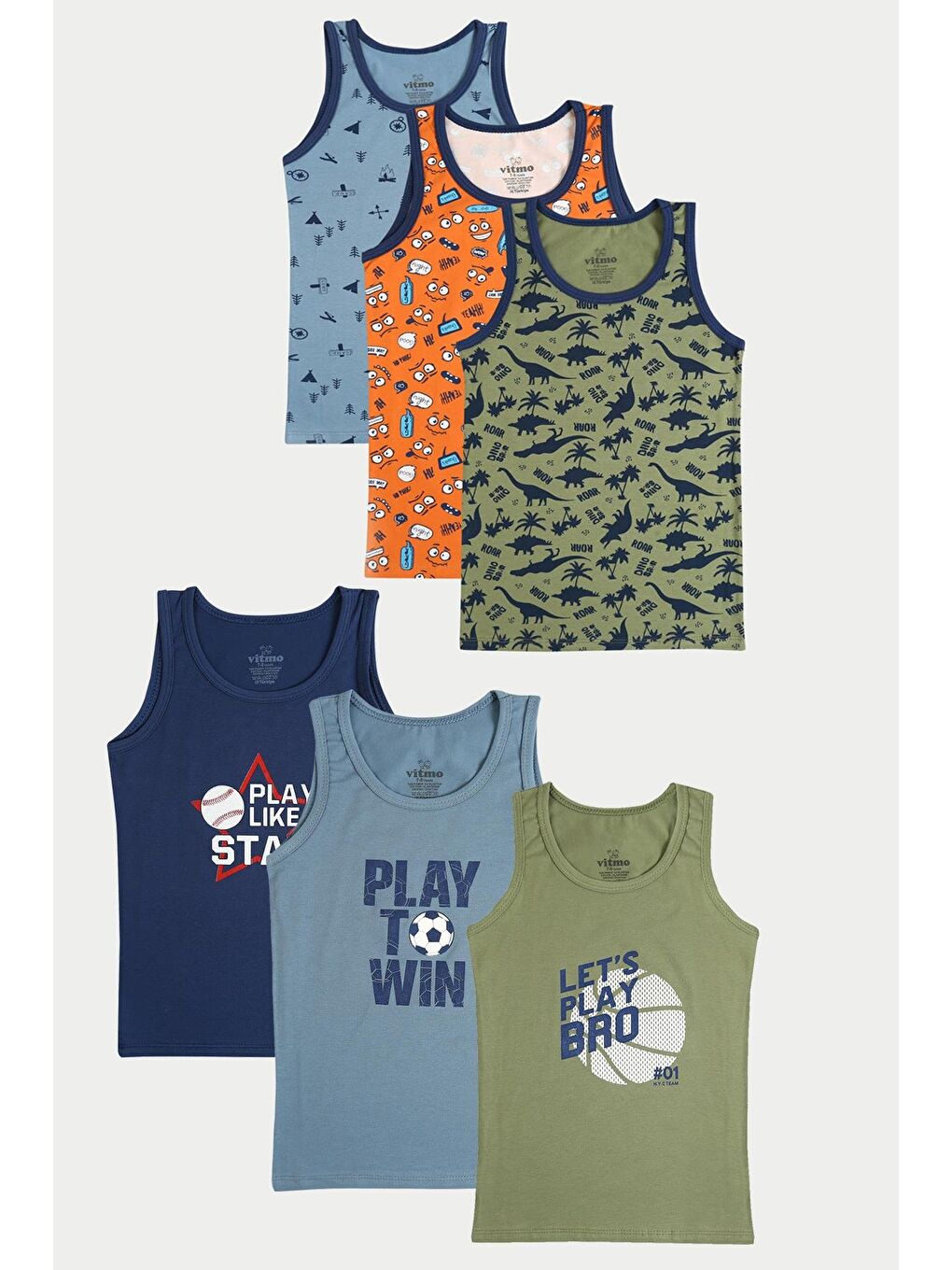 6'Lı Erkek Çocuk Pamuklu Camper & Sport Karışık Atlet