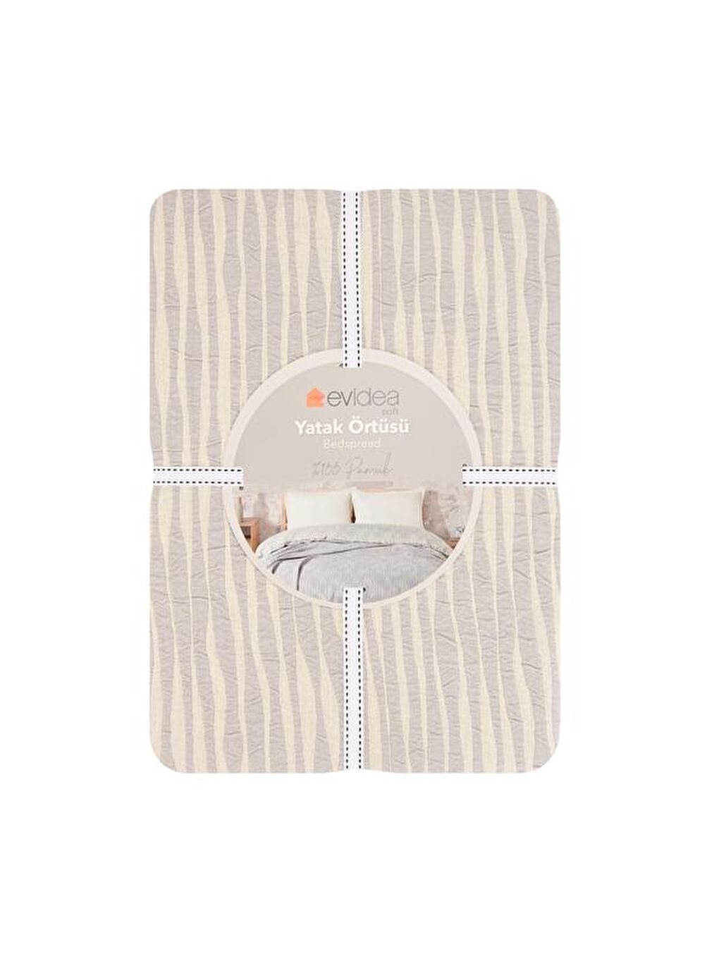 Soft Çift Kişilik Çizgili Yatak Örtüsü - Gri - 225x250 cm-1