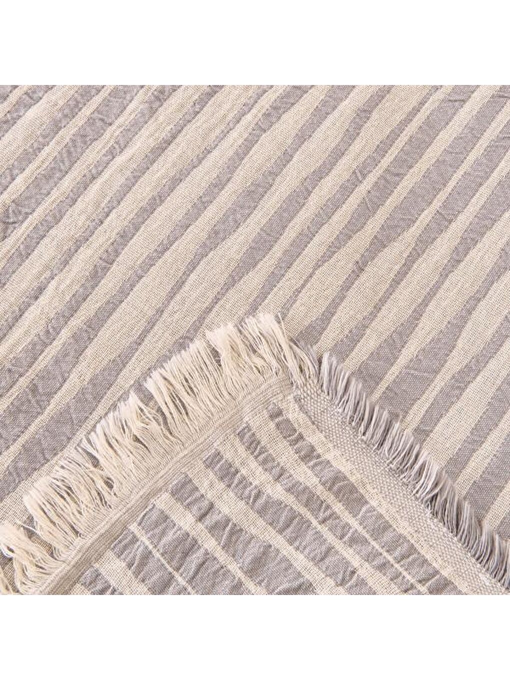 Soft Çift Kişilik Çizgili Yatak Örtüsü - Gri - 225x250 cm-3