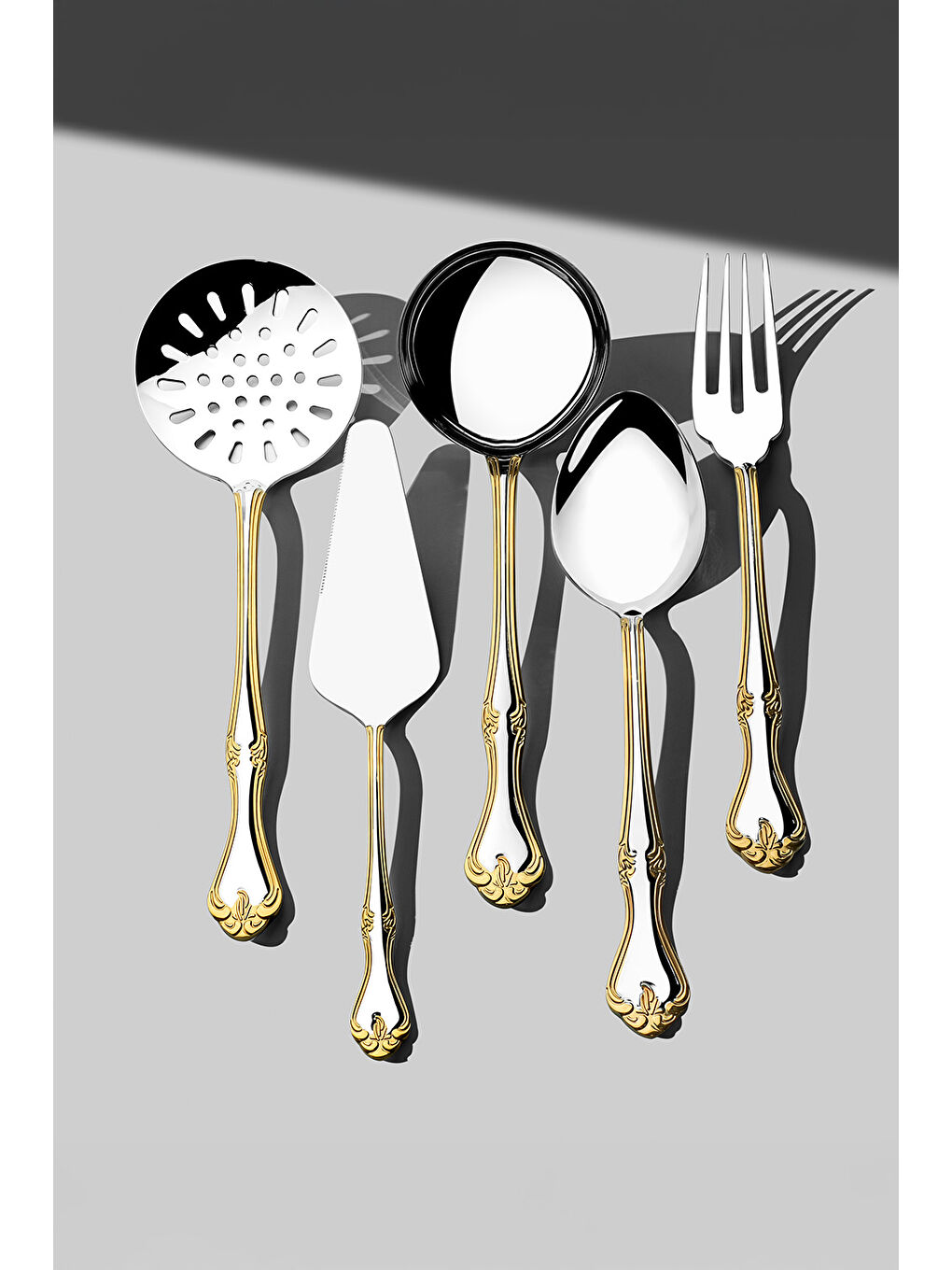 Sarı Lalezar Altın Sade 12 Kişilik 89 Parça Kutulu Çatal Kaşık Bıçak Takımı-3