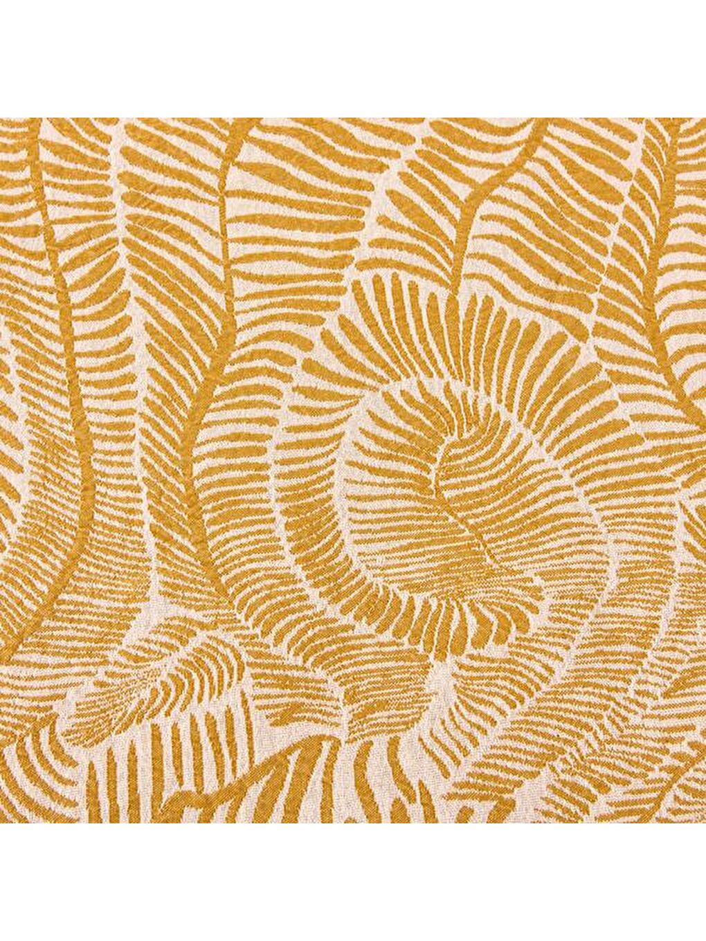 Evidea Sari Soft Yaprak Desenli Çift Kişilik Yatak Örtüsü - Sarı - 225x250 cm - 2